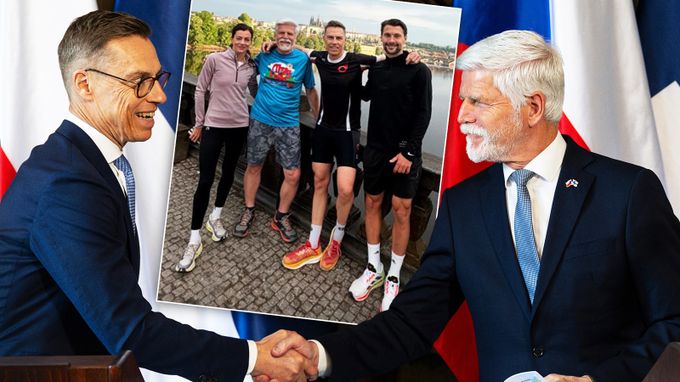 Prezident Pavel běhal s finským protějškem. Doprovodili je sparťan Kairinen a atletka Mäki Prezident Pavel běhal s finským protějškem. Doprovodili je sparťan Kairinen a atletka Mäki
