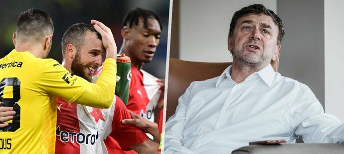 Nový majitel Slavie Pavel Tykač (59) vyslal místo sebe na tribunu syna Michala (33)