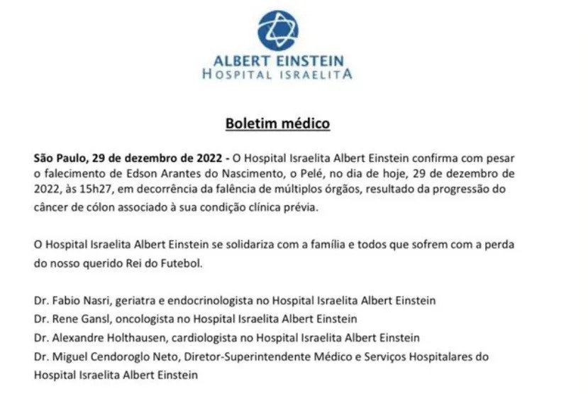 Klinika v Sao Paulu zveřejnila oficiální příčinu smrti legendárního fotbalisty Pelého (†82)
