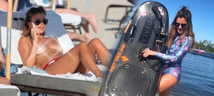 Česká závodnice na motosurfu a modelka Petra Kladivová se toho nebojí, v Miami odhodila horní díl plavek...
