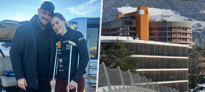 Slovenská lyžařka Petra Vlhová se bude léčit na luxusní klinice ve švýcarském městě Sion. Na snímku s přítelem Michalem Kyselicou