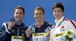 Americký plavec Ryan Lochte (uprostřed) získal šestnáctý titul mistra světa