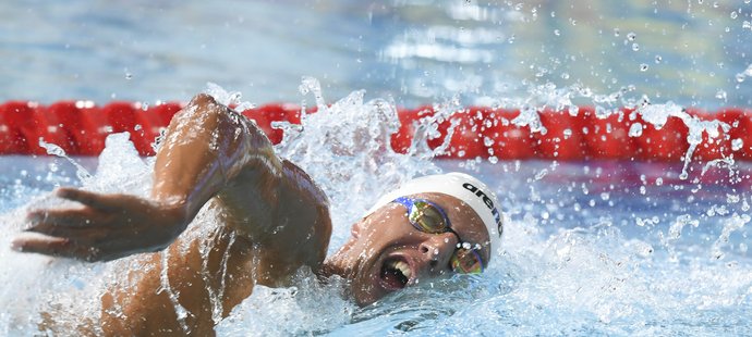 Český plavec Jan Micka na mistrovství Evropy 2018 v Glasgow