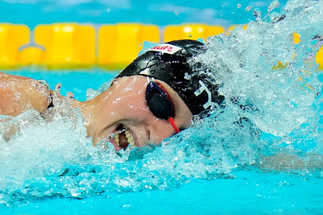Plavkyně Katie Ledecká během závodu na 1500 metrů v Budapešti