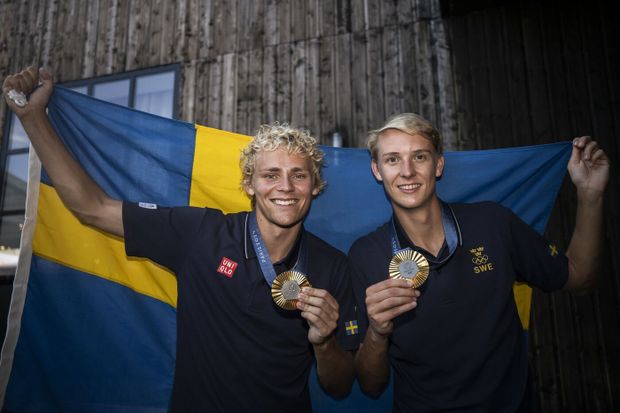 Švédští plážoví volejbalisté David Ahman a Jonatan Hellvig Švédští plážoví volejbalisté David Ahman a Jonatan Hellvig