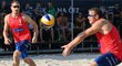 David Schweiner a Ondřej Perušič (vlevo) ve čtvrtfinále Prague Beach Open proti Nizozemcům