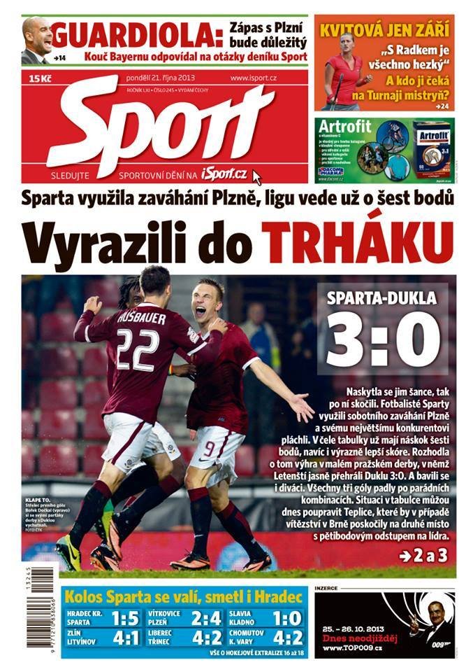 Pondělní vydání deníku Sport