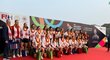 Česká výprava pozemních hokejistek po příletu do indického Ráňčí, kde proti těžké konkurenci zabojují o olympiádu v Paříži