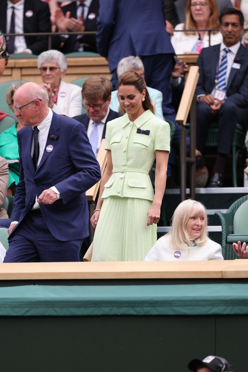 Princezna Kate se tradičně zúčastnila finále Wimbledonu, do kterého letos postoupila česká tenistka Markéta Vondroušová