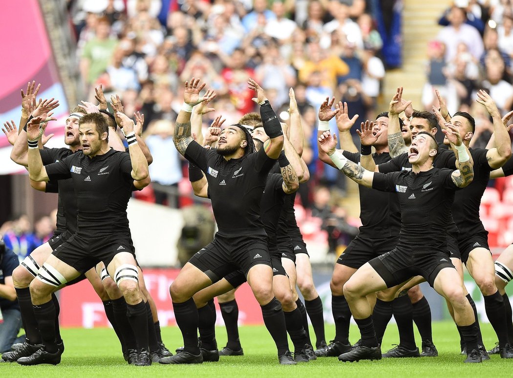 Nový Zéland a jeho Haka v utkání s Argentinou