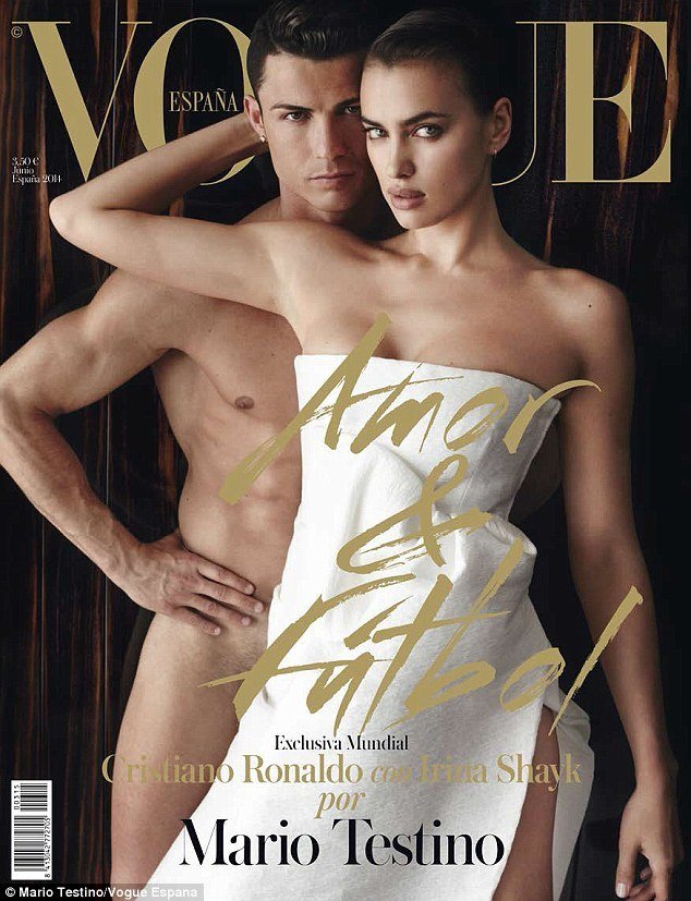 Titulní strana španělské verze časopisu Vogue, na kterou se nechali zvěčnit Irina Shayk a útočníék Realu Madrid Cristiano Ronaldo