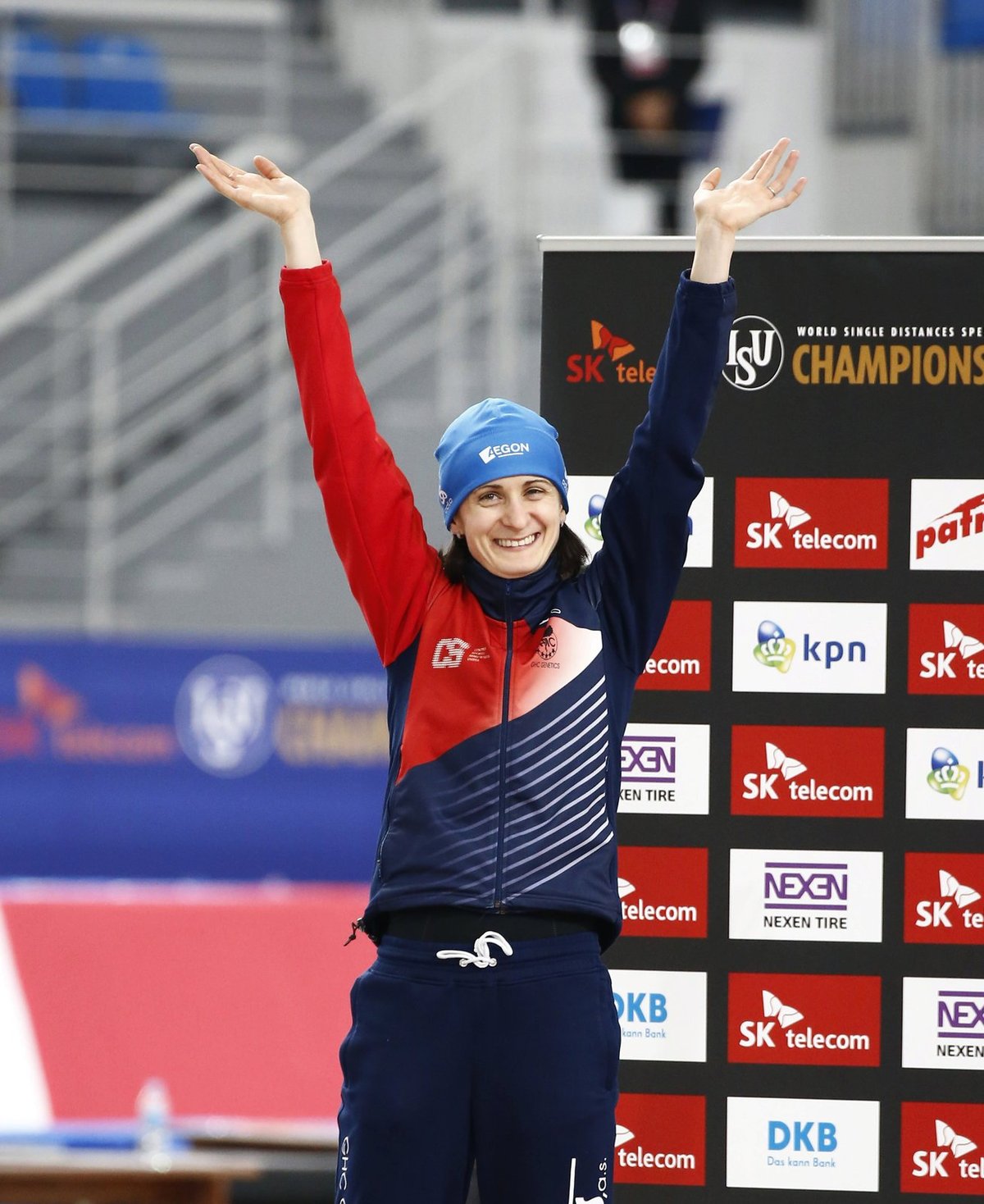 Martina Sáblíková na stupních vítězů na mistrovství světa