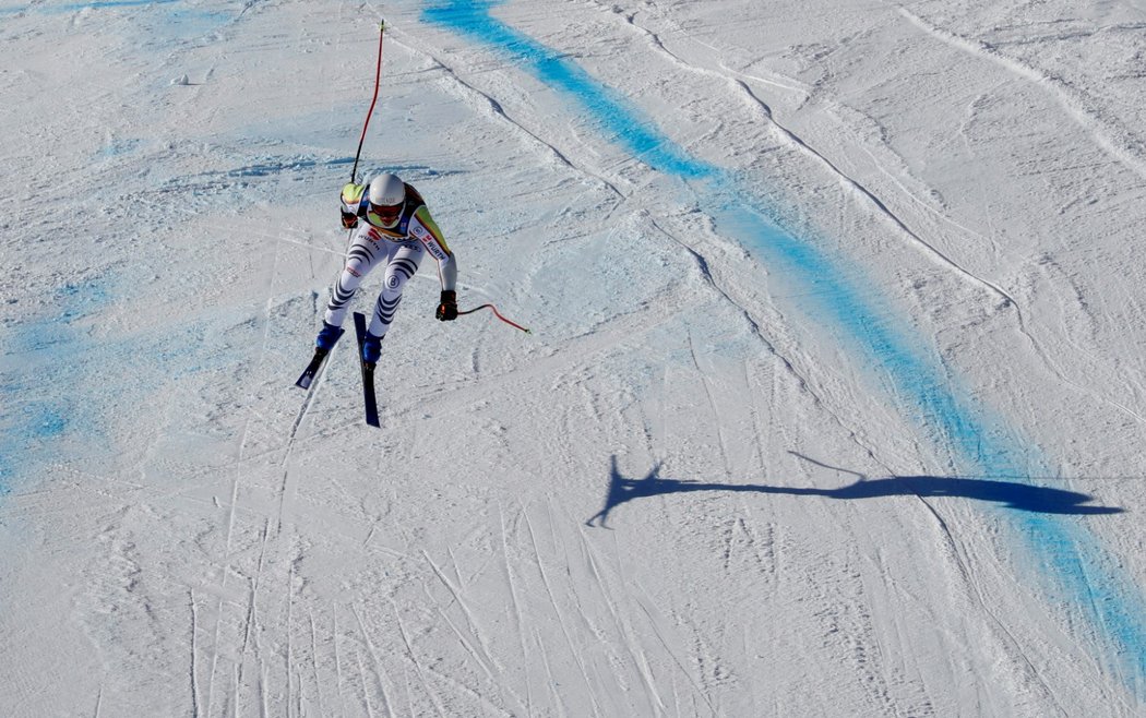 Německý lyžař Romed Baumann během super-G v Cortině d&#39;Ampezzo
