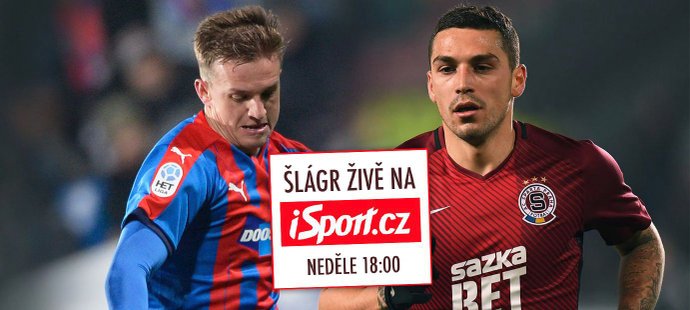 Šlágr ŽIVĚ! Přímý přenos z utkání Sparta - Plzeň sledujte na iSport.cz