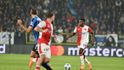 Oscar Dorley v zápase Ligy mistrů na hřišti Atalanty Bergamo