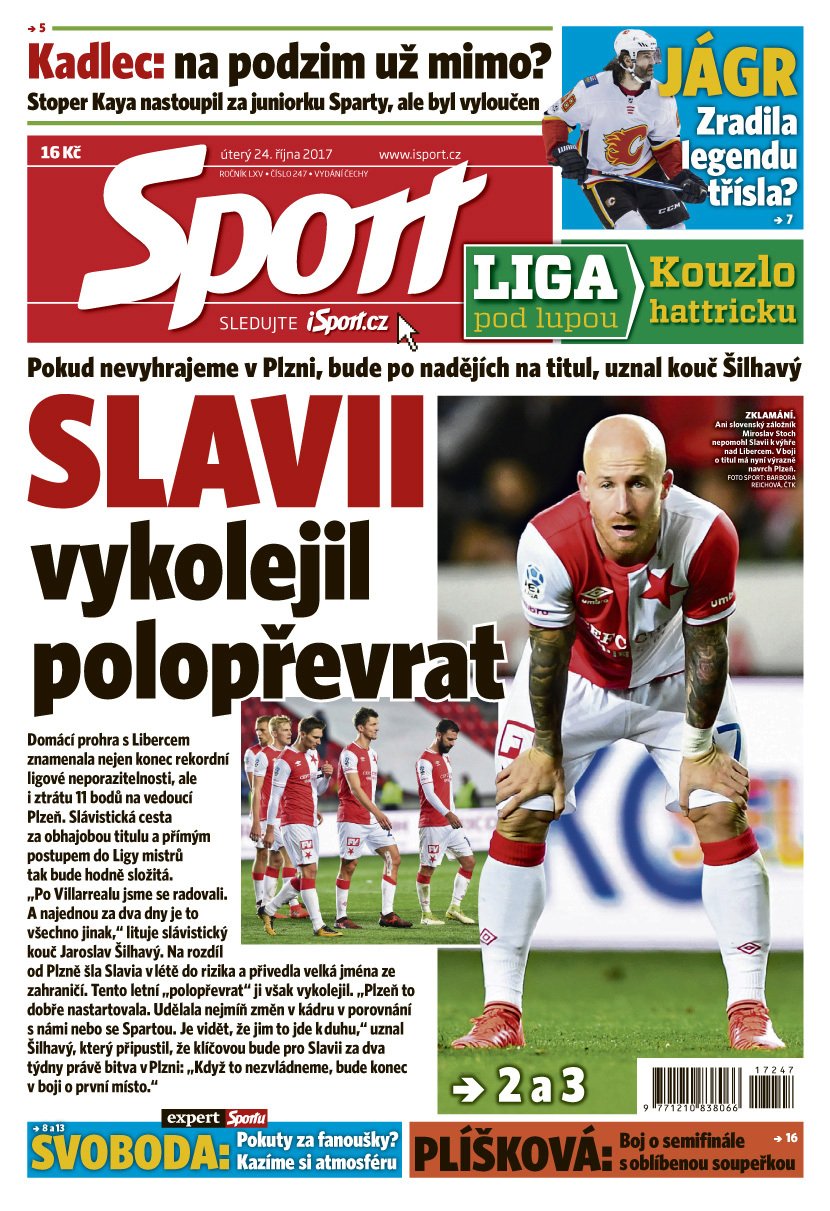 Titulní strana deníku Sport