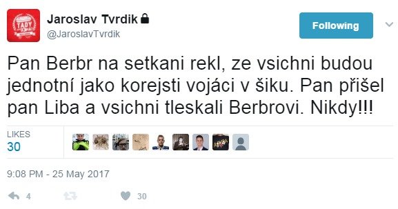 Jaroslav Tvrdík se na twitteru opřel do Berbra