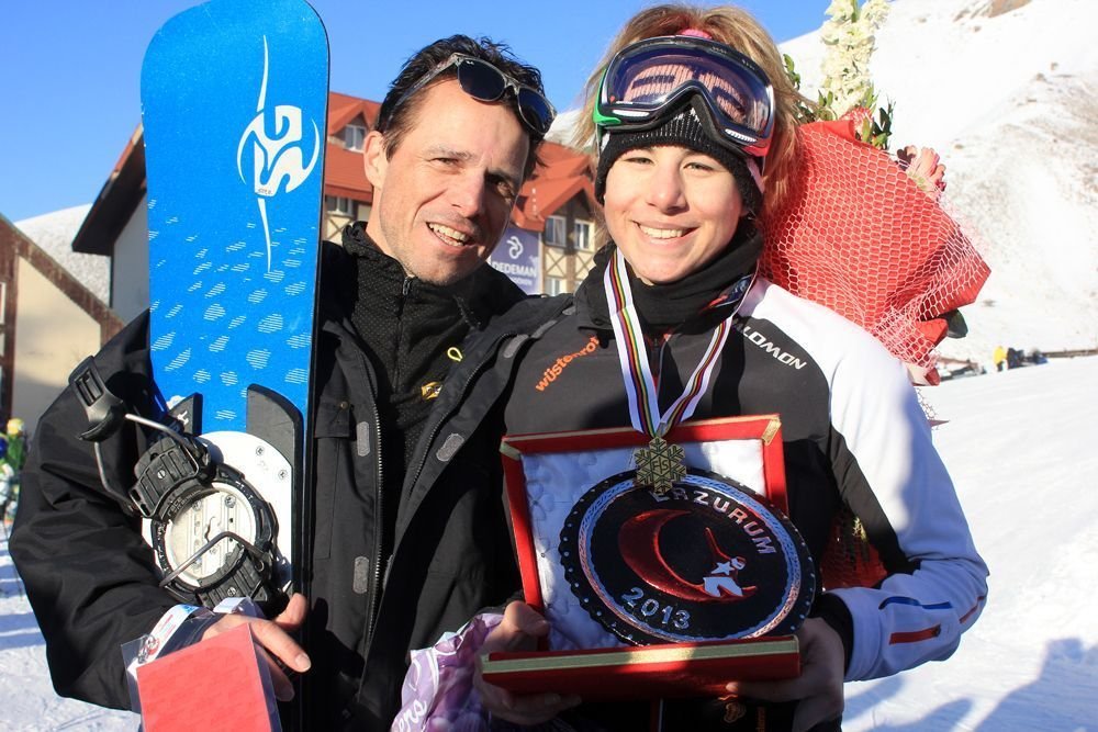 Česká snowboardistka Ester Ledecká se svým otcem, slavným zpěvákem Jankem Ledeckým