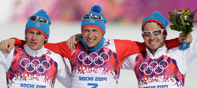 Ruští běžci na lyžích, kteří byli po olympiádě v Soči potrestáni za doping. Mezi nimi i stříbrný medailista Maxim Vylegžanin