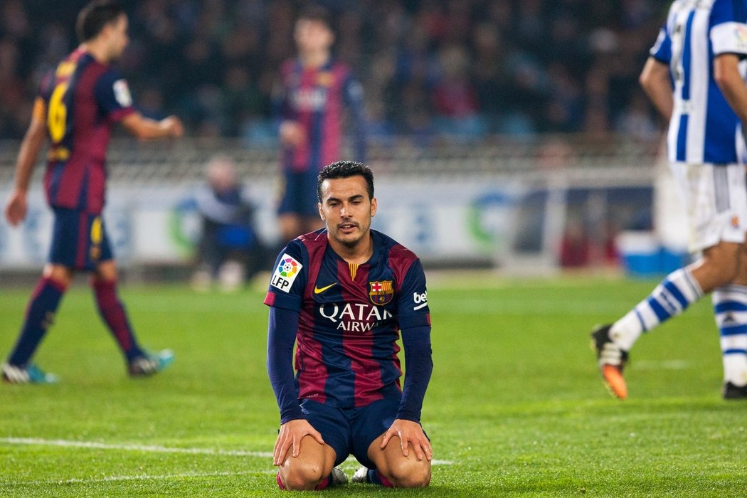 Zklamaný Pedro po prohře Barcelony s Realem Sociedad