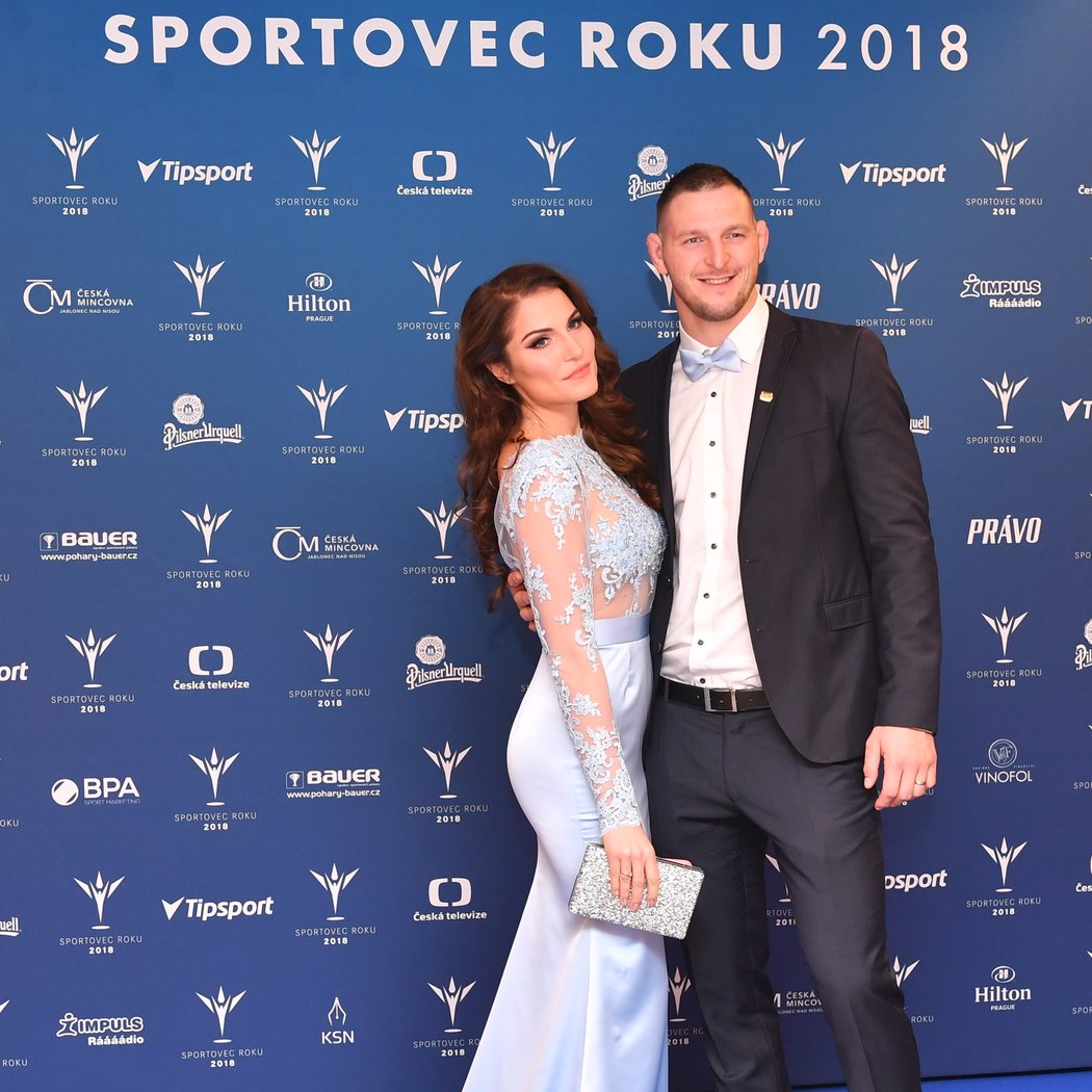 Judista Lukáš Krpálek s manželkou na vyhlašování ankety Sportovec roku 2018