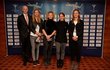 Vítězný tým z Fed Cupu: kapitán Petr Pála, Petra Kvitová, Kateřina Siniaková, Barbora Strýcová a Barbora Krejčíková