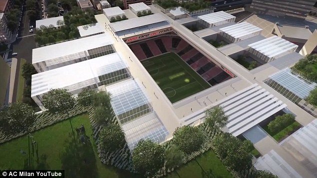 Model nového stadionu fotbalového AC Milán