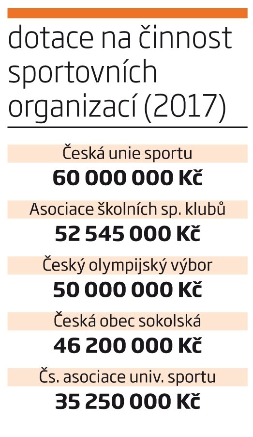 Dotace na činnost sportovních organizací v roce 2017