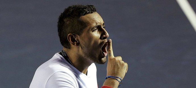 Nick Kyrgios se raduje po triumfu nad Novakem Djokovičem ve čtvrtfinále turnaje v Acapulku