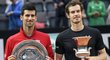 Andy Murray a Novak Djokovič během závěrečného ceremoniálu