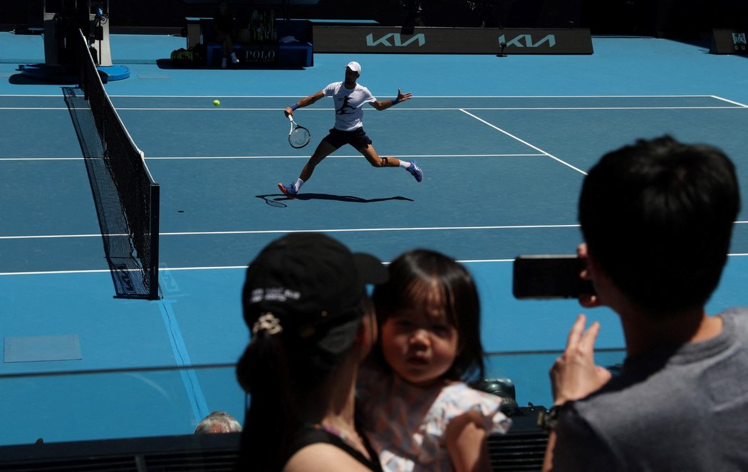 Trénink Novaka Djokoviče na Australian Open