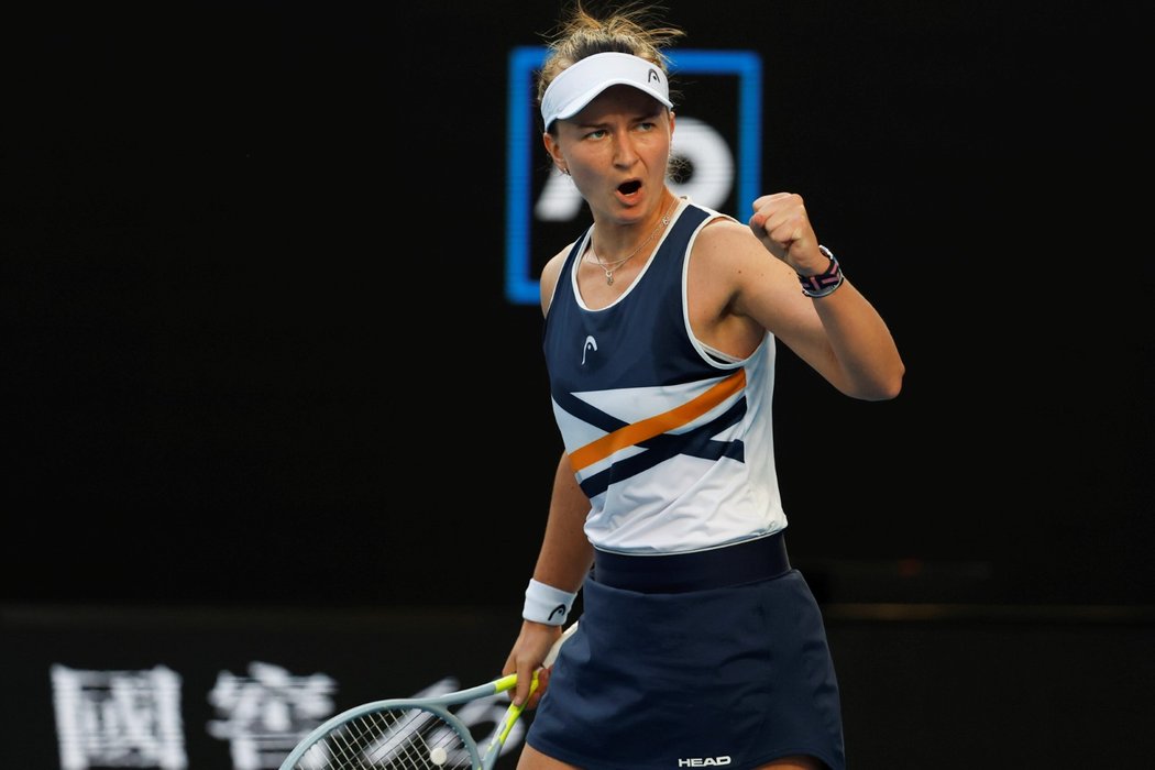 Česká tenistka Barbora Krejčíková během zápasu druhého kola Australian Open proti Číňance Wang Si-jü, kterou porazila 6:2, 6:3