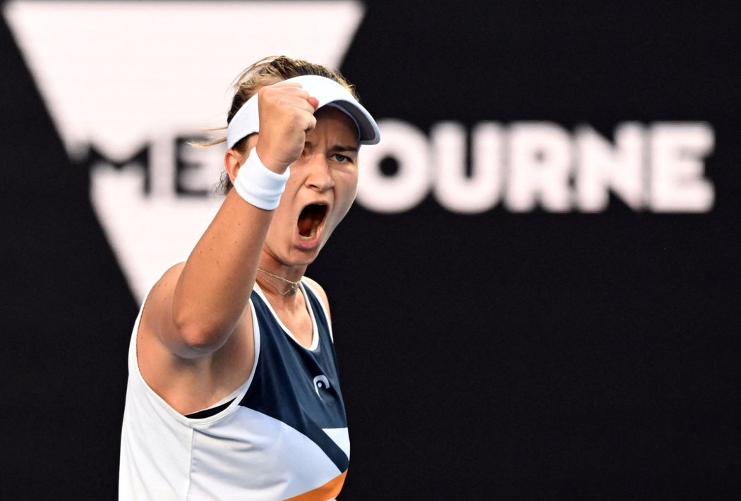 Česká tenistka Barbora Krejčíková během zápasu druhého kola Australian Open proti Číňance Wang Si-jü, kterou porazila 6:2, 6:3