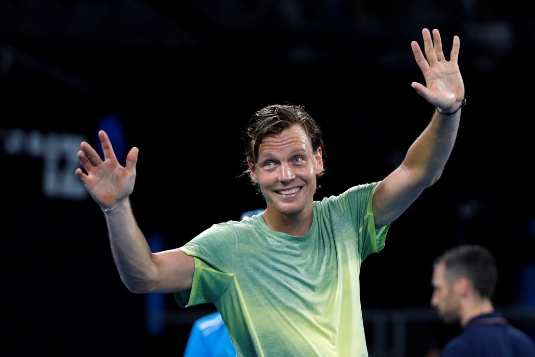 Český tenista Tomáš Berdych po postupu přes Juana Martina del Potra na Australian Open