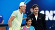 Focení před čtvrtfinále tenisového Australian Open mezi Tomášem Berdychem a Rogerem Federerem