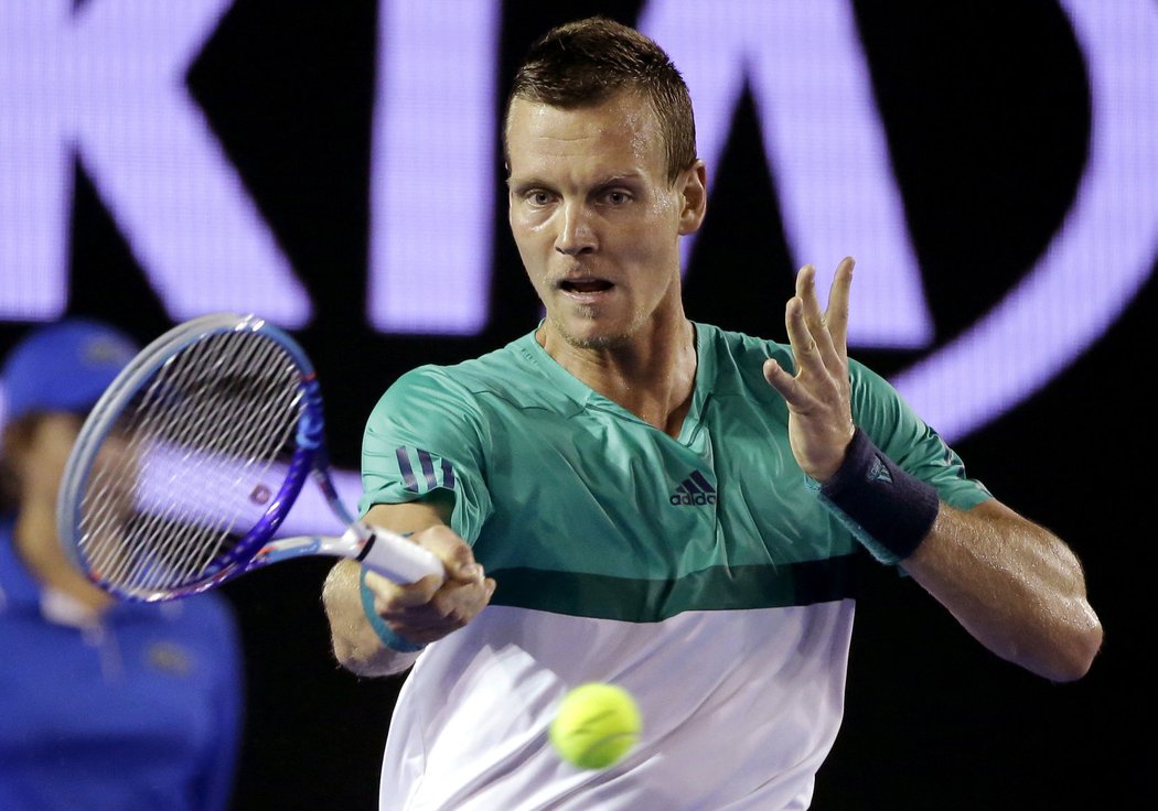 Tomáš Berdych během utkání 3. kola Australian Open proti Nicku Kyrgiosovi