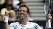 Šťastný Berdych po postupu do semifinále Australian Open, kam postoupil po výhře nad Rafaelem Nadalem