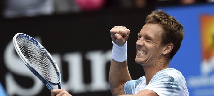 Je to tam! Český tenista Tomáš Berdych po výhře nad Rafaelem Nadalem ve čtvrtfinále Australian Open