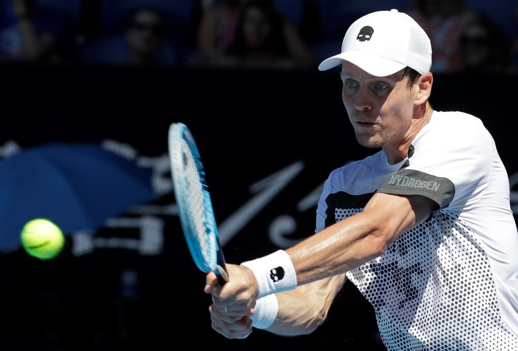 Tomáš Berdych v utkání tenisového Australian Open proti Rafaelu Nadalovi