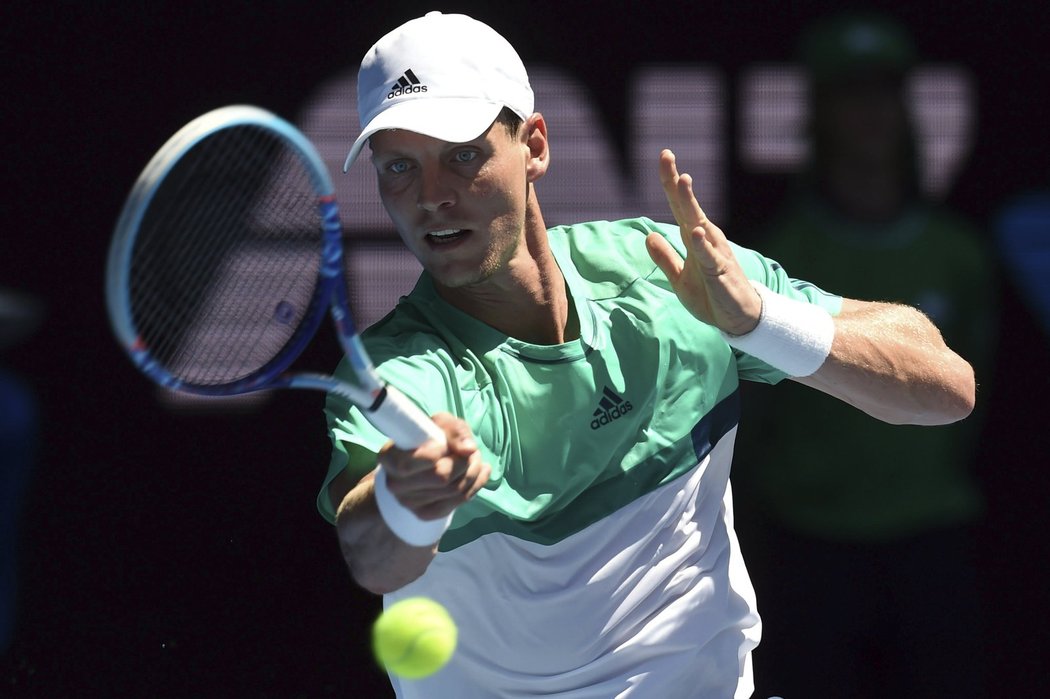 Český tenista Tomáš Berdych v zápase 1. kola Australian Open