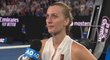 Dojetí ve tváři Petry Kvitové po její čtvrtfinálové výhře na Australian Open