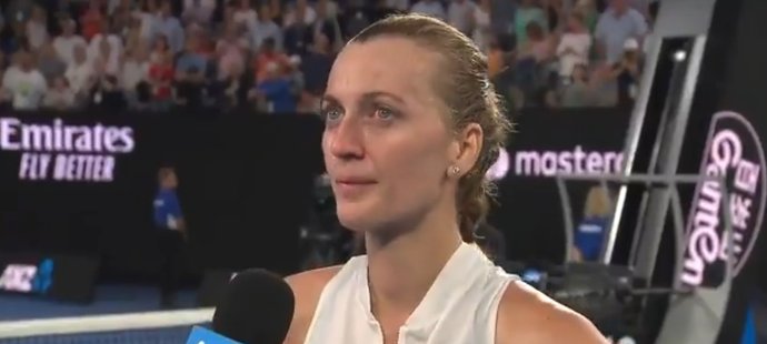 Dojetí ve tváři Petry Kvitové po její čtvrtfinálové výhře na Australian Open