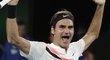 Roger Federer a jeho radostné gesto po finálové výhře nad Marinem Čiličem