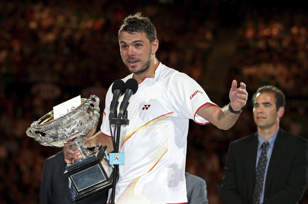 Stanislas Wawrinka krátce poté, co poprvé v životě vyhrál grandslamový titul