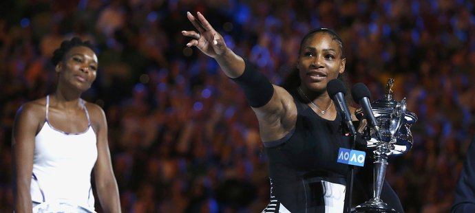 Serena mluví po triumfu k fanouškům
