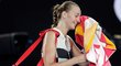 Česká tenistka Petra Kvitová odchází z kurtu po semifinálové výhře nad Danielle Collinsovou