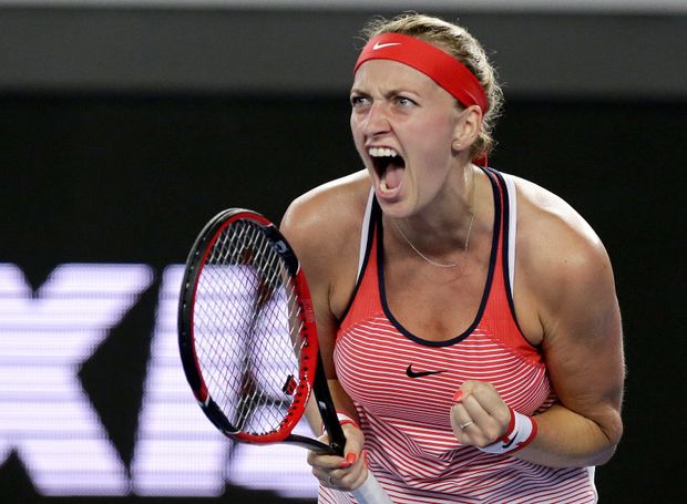Petra Kvitová se hecuje v zápase druhého kola Australian Open Petra Kvitová se hecuje v zápase druhého kola Australian Open