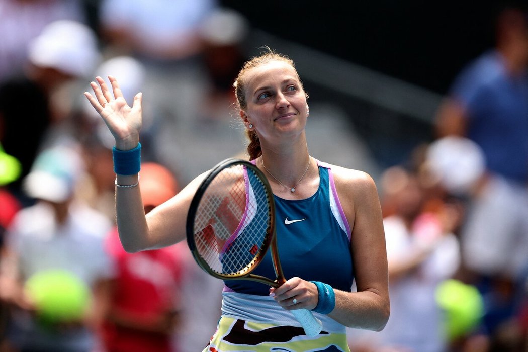 Petra Kvitová se raduje na Australian Open z postupu