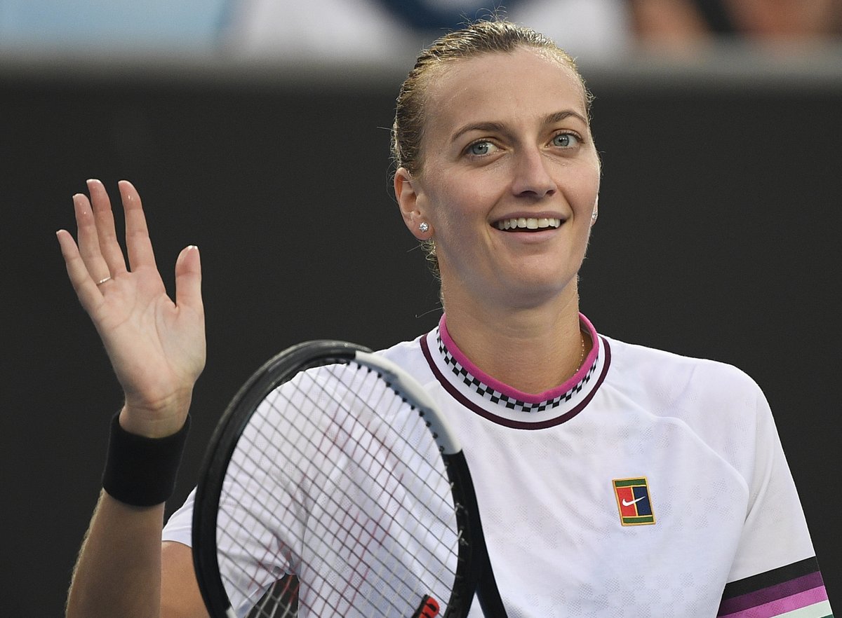 Petra Kvitová se raduje po svém postupu do třetího kola Australian Open