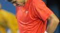 Zklamaný Rafael Nadal v průběhu čtvrtfinále Australian Open proti krajanu Ferrerovi